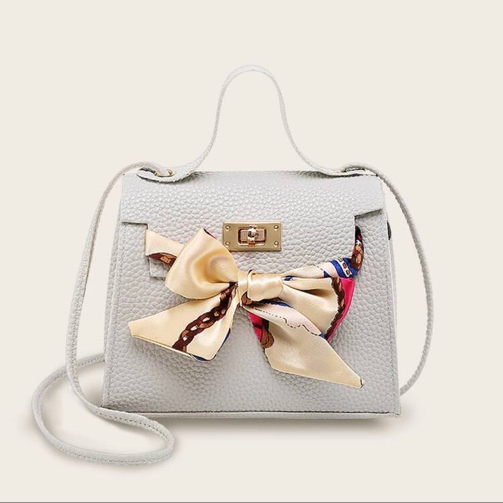 Grey Pebble Detail Bow Tie Satchel Bag